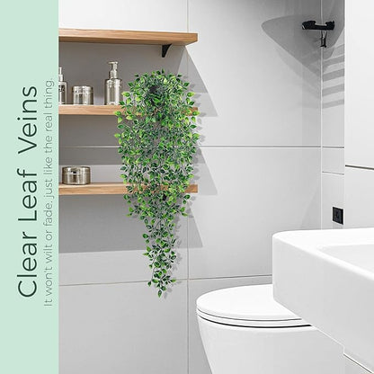 Der Rose 34'' Fake Hanging Plants Artificial Potted Mandala Vine Plants Indoor and Outdoor for Office Home Living Room Bathroom Wall Shelf Decor (1Pack)