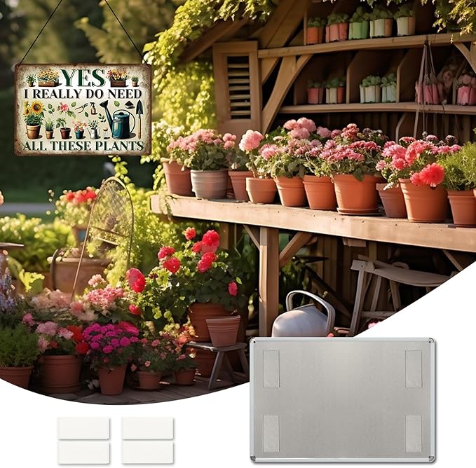 KLFHS Gardening Gifts, Garden Metal Wall Art Decor Yard Art Yard Signs Greenhouse Accessories, Vintage Gardening Signs for Garden Greenhouse Patios Home Decor