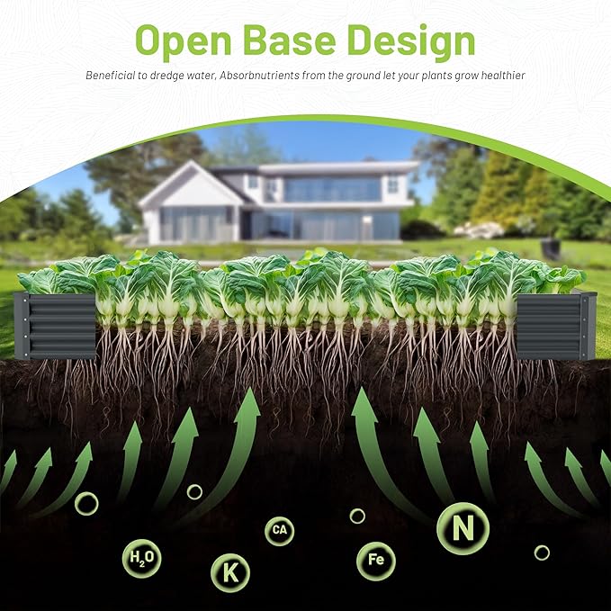 2PCS 8x4x1FT Galvanized Raised Garden Bed Kit,Vegetable Boxes-Rectangle Metal Flower Box,Large Planter Raised Beds Outdoor Garden for Planting,Fruit,Herb-Grey