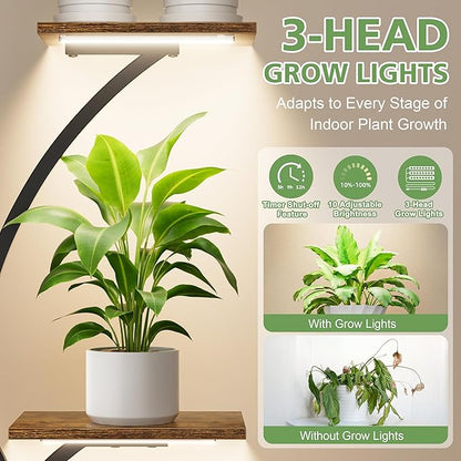 POZILAN Plant Stand Indoor with Grow Light, 8-Tiered Tall Plant Stands for Indoor Plants Multiple, Metal Plant Shelf Display Rack Holder, Flower Stand for Indoor Plants, Living Room, Garden, Patio