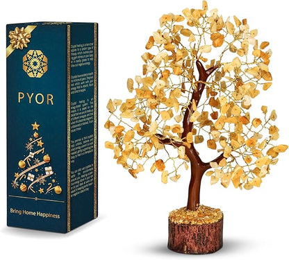 PYOR Yellow Aventurine Crystal Tree, Money Tree, Crystals and Healing Stones, Yellow Room Decor, Spiritual Decor, Feng Shui, House Warming Gifts New Home