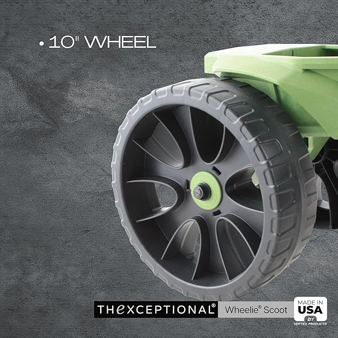 TheXceptional Wheelie Scoot | Premium Rolling Work Seat | Comfort Utility Garden Stool with Never Flat Wheels | Made in USA by Vertex | Model EX500