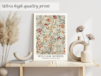 Induslyfe Framed Flower Wall Art Canvas Decor Set of 3, William Morris Wall Art Framed Prints Posters Mid Century Modern Art, Aesthetic Floral Botanical wall art for bedroom living room bathroom 12x16
