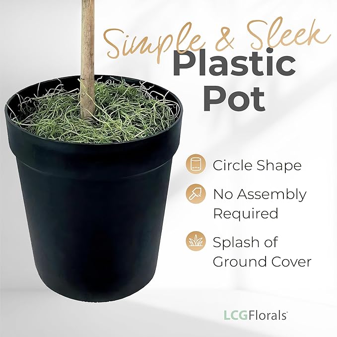 4ft Ficus Tree in Black Pot with Real-Wood Trunk - Indoor and Outdoor Faux Plants for Patio, Living Rooms, Offices & Outdoor Spaces