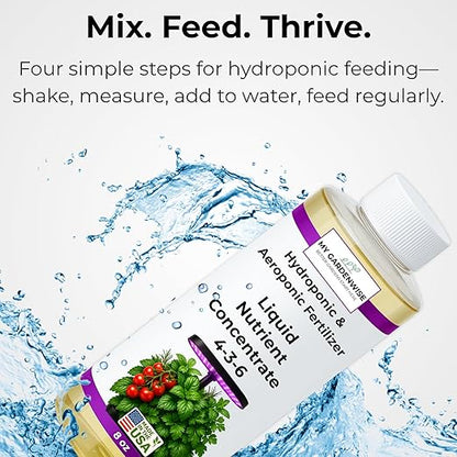 Liquid Plant Food – Hydroponics Nutrients for Indoor House Plants, Tomato, Strawberry, Lucky Bamboo, Lettuce, Vegetable Garden & Herbs – Aero Nutrients Liquid Fertilizer for All Growing Systems (8 oz)