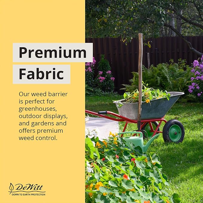 Dewitt 5-Pack Sunbelt Weed Barrier Fabric 3.2 oz, 6 x 300 Feet – Heavy-Duty Ground Cover Mat for Greenhouse Floors, Garden Rows, Raised Beds, Yard Gardening, and Outdoor Landscape Protection