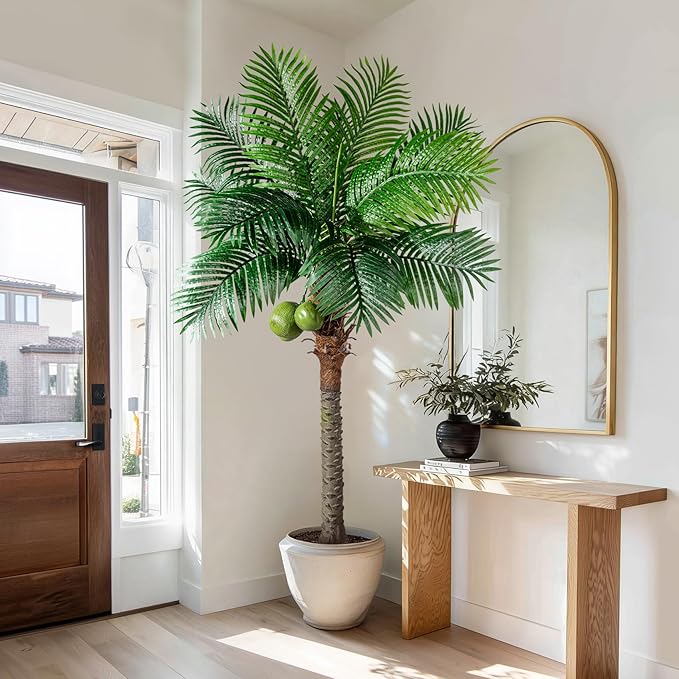 Large Artificial Palm Tree Big Faux Tropical Phoenix Trees Indoor Outdoor Realistic Floor Plants Tall Fake Plant for Modern Home Living Room Office Decor Porch Outside Patio arboles para decoracion
