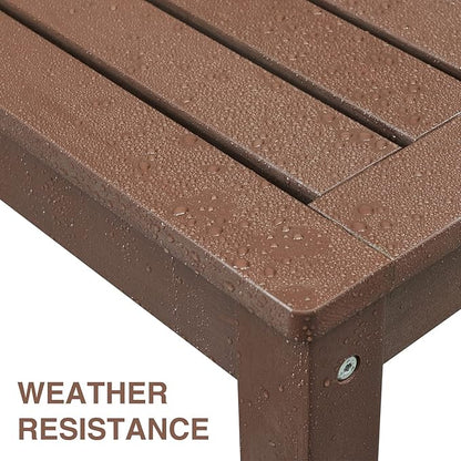Psilvam Knight Bench Set of 2, Two Person Outdoor Poly Lumber Patio Backless Bench, Weatherproof Garden Bench That Never Rot and Fade, Suit for Church, School, Garden, Porch and Park (Brown)