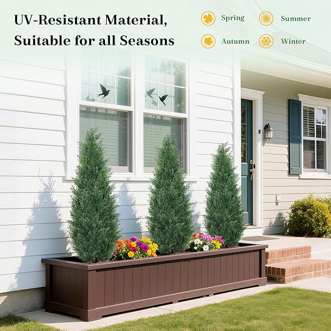 3FT Artificial Cedar Topiary Trees for Outdoors, UV Resistant Fake Cypress Shrubs, Potted Faux Evergreen Outdoor Faux Plants, Artificial Plants Outdoor for Front Porch, Home Decor (Set of 2)