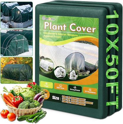 Green Plant Covers Freeze Protection, 10 x 50 ft - 0.9 oz/yd² Frost Cloths for Outdoor Plants, Tree Covers Freeze Protection, Winter Garden Blanket, Sun Cover for Plants for Greenhouse, Vegetables