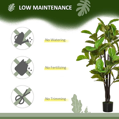 HOMCOM 4.5FT Artificial Fiddle Leaf Fig Tree, Faux Decorative Plant in Nursery Pot for Indoor or Décor