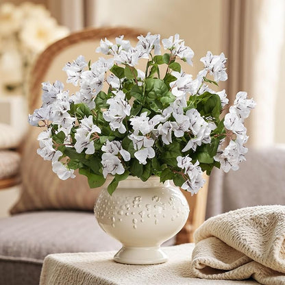 4 Pcs Artificial Flowers Bougainvillea Outdoor Artificial Plants Faux Flowers with Stems Silk Flowers for Wedding Porch Living Garden Decor Without Vase (4PCS,White)