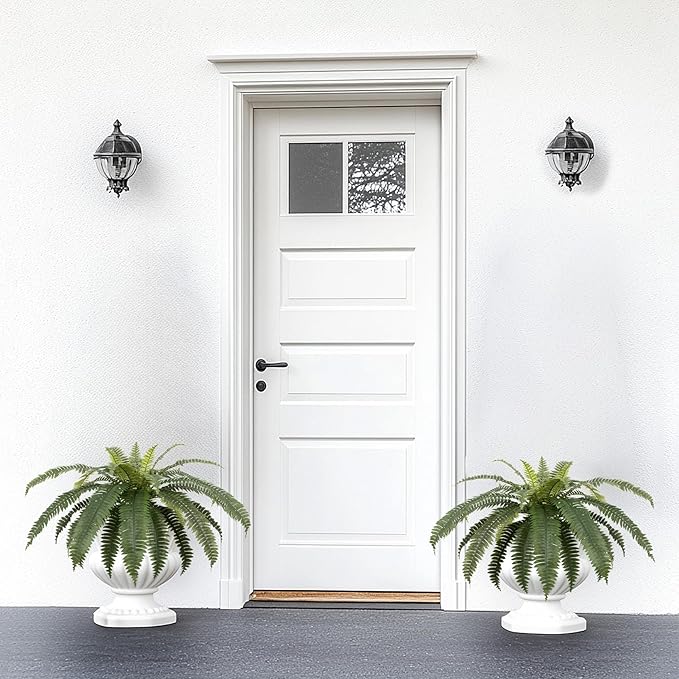 bellacat 39in UV Resistant Artificial Ferns for Outdoors Large, Realistic Fake Boston Fern with Full Multiple Silk Fronds, Faux Boston Fern for Porch Outdoors, Garden or Hanging, 2 Pack
