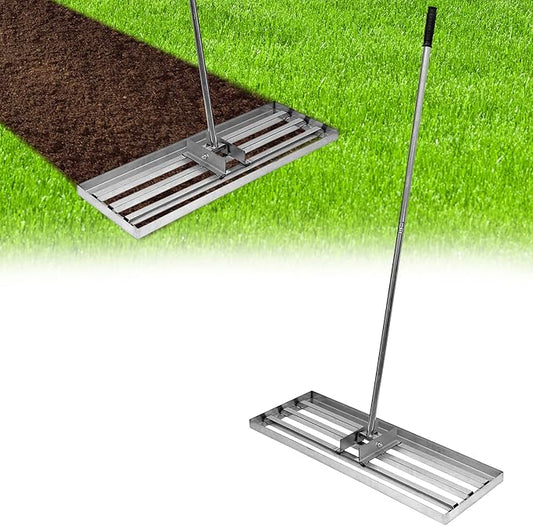 Lawn Leveling Rake 30 Inch, Heavy Duty Yard Leveler Tool with Adjustable Handle (35"-71"), Ground Leveler for Soil, Grass, Lawn and Garden Leveling