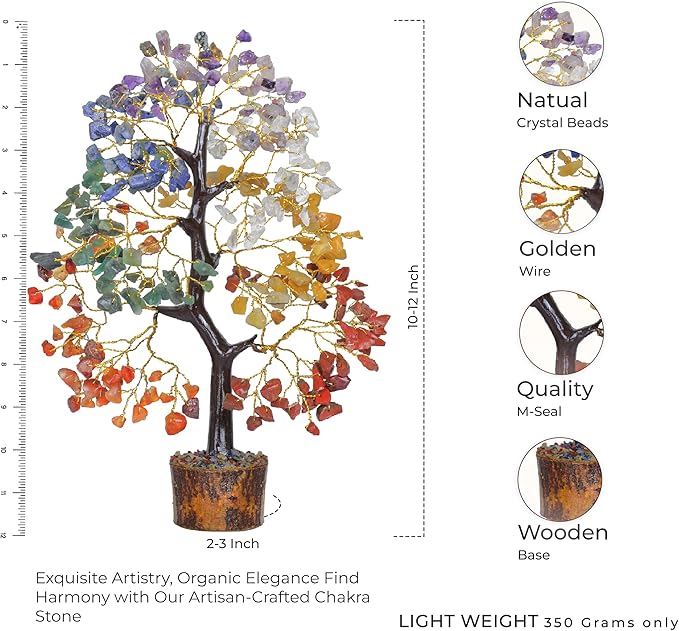 FASHIONZAADI 7 Chakra Healing Crystal Tree, Crystal Tree of Life for Home Decor, Office Desk Decor, Handmade Bonsai Trees for Positive Energy, Money, Good Luck Birthday Gifts for Women, Mom