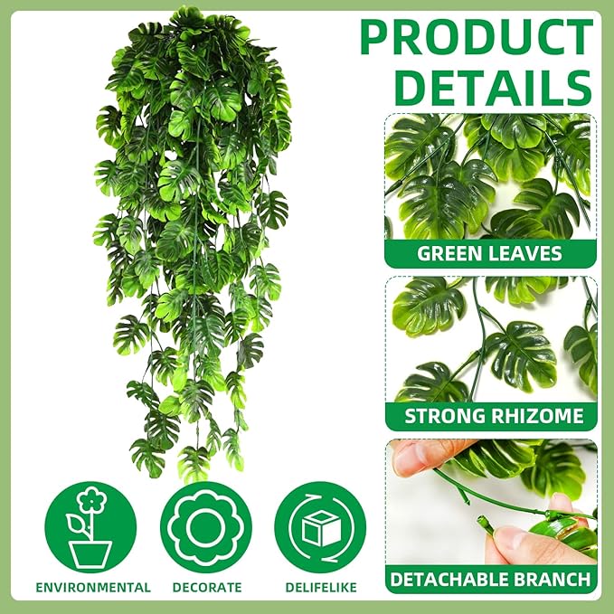 8 Pack Artificial Hanging Plants Fake Greenery Plants Fake lvy Vine for Home Wall Garden Indoor Outdoor Decoration (31'' Faux Boston Ferns,Palm Leaves)