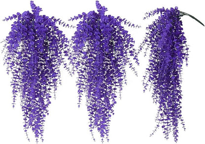 RECUTMS Artificial Hanging Plants Fake Plants Greenery Vines Aritificial Plants Eucalyptus Purple Leaves Hanging Vines Plant Colorful Outdoor Faux Vines Wall Decoration(Pure Purple)