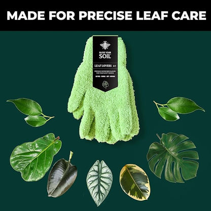 BLESS YOUR SOIL Microfiber Dusting Gloves for Plants : Premium, Gentle, Traps Dust, Washable, Lint Free : Use with Big Leaf Energy ready-to-use spray for houseplants