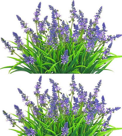 QIANYUN Fake Flowers Lavender Small Wild Flower Daisy 6 Bundles Faux Plastic Purple Flowers for Home Wedding Kitchen Garden Table Centerpieces Indoor Outdoor Decor (Purple Lavender)