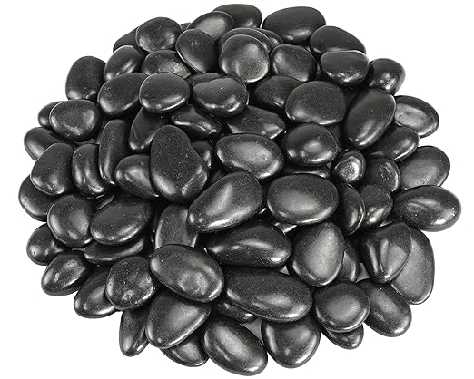 Pebbles for Indoor Plants, 10lbs Black Pebbles 1-2 Inch Decorative River Rocks for Planters, High Polished Stones for Vase Filler Fish Tank Landscaping Garden