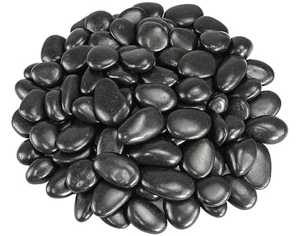 Pebbles for Indoor Plants, 10lbs Black Pebbles 1-2 Inch Decorative River Rocks for Planters, High Polished Stones for Vase Filler Fish Tank Landscaping Garden