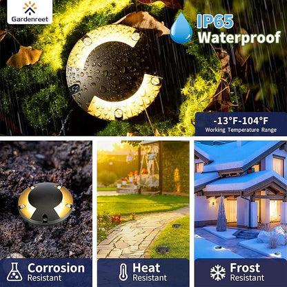 Gardenreet LED Well Lights Outdoor - Brass All Weather Electric Outdoor Inground Lighting, 12V LED Low Voltage Fixture, Antique Bronze for Pathway Backyard Yard with 4000K Neutral White MR16 Bulb