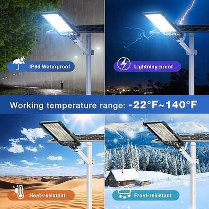12000W Solar Street Lights Outdoor - 6500K Commercial Parking Lot Dusk to Dawn, Heavy Duty Split Type Solar Lights Outdoor Waterproof with Remote Control for Driveway, Outside(2Pack)