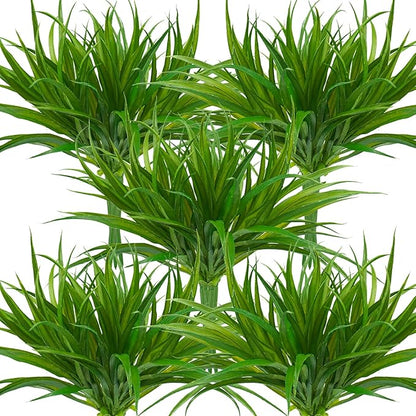 32 Pcs Artificial Grass Fake Plants 17.3in Outdoor Plants UV Resistant Faux Greenery Stems Fake Grass for Home Window Garden Office Patio Pathway Front Porch Halloween Décor Green