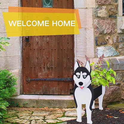 Siberian Husky Dog Planter Plant Pots,Cute Large Dog Flower Planter,Gifts for Pet Lovers,Unique Animal Plant Pots,Office,Indoor Outdoor Garden Decor(9.84 * 8.97 * 17in)