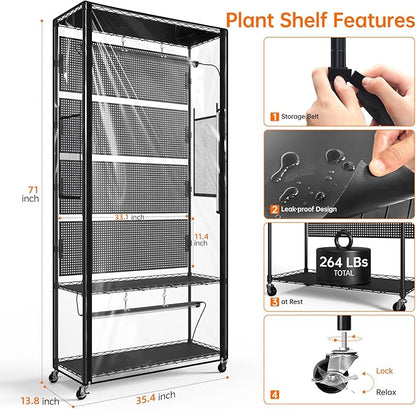 Bstrip Indoor Greenhouse Cabinet with Pegboard, Indoor Greenhouse with Grow Light, 4 Pack 96W Full Spectrum, ideal for Indoor Plant, Foliage Plants, 35.4"x13.8"x71"