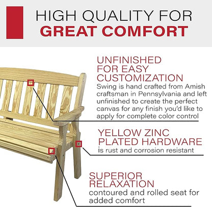 Amish Casual Outdoor Heavy Duty 800 LB Mission Pressure Treated Garden Bench(5 Foot, Unfinished)