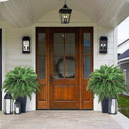 42” Artificial Boston Fern Bush Plant, 2 Faux Ferns for Outdoors Large, Fake Ferns Realistic Artificial Plants with 65 Fronds for Garden Porch Patio Home Office Living Room Decor Green