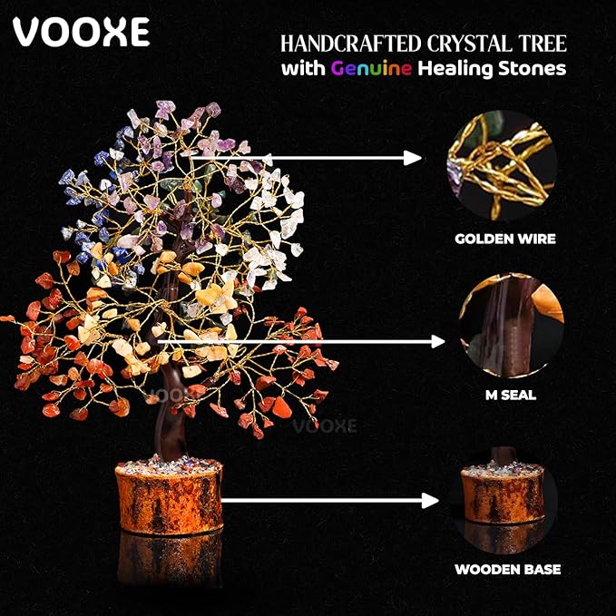 Crystal Tree of Life Seven Chakra, Crystal Healing Stone for Home Office & Decor FENG Shui Money Tree Positive Energy Gifts for Women, MOM,Wife Birthday