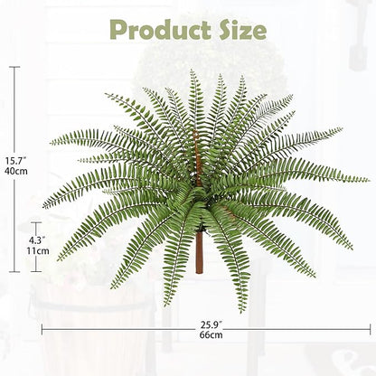 Briful 2Pack Artificial Boston Fern Plant 25.9in Lifelike Faux Ferns Bush Fake Hanging Greenery for Home Office Indoor Outdoor Garden Planter Decor