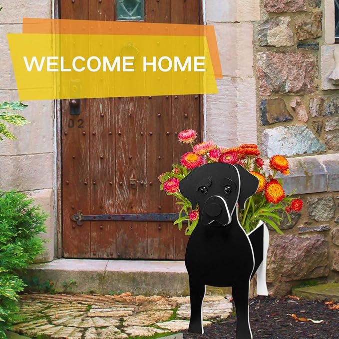 Black Labrador Dog Planter Plant Pots,Cute Large Dog Flower Planter,Gifts for Pet Lovers,Unique Animal Plant Pots,Office,Indoor Outdoor Garden Decor(9.84 * 7.87 * 17in)