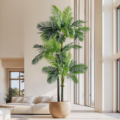 8.2FT Artificial Phoenix Palm Tree Artificial Plants Indoor Outdoor Large Faux Coconut Silk Palm Tree Tropical Fake Tree Faux Sago Palm Plant for Modern Farmhouse Yard Outside Patio Poolside