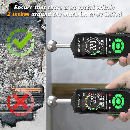 RDINSCOS Ball Probe Moisture Meter Non-Invasive Digital Moisture Detector with 40 mm Depth, Flashlight, LCD Display