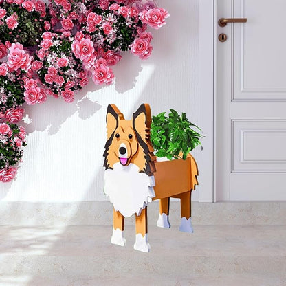 Sheltie Dog Planter Plant Pots,Cute Large Dog Flower Planter,Gifts for Pet Lovers,Unique Animal Plant Pots,Office,Indoor Outdoor Garden Decor(9.84 * 7.87 * 17in)