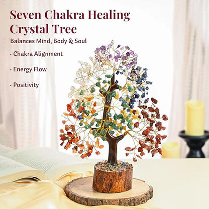 7 Chakra Healing Crystal Tree of Life, Handmade Feng Shui Crystal Tree for Good Luck, Positive Energy, Wealth, Reiki Healing, Gifts for Women and Mom Birthday, House Warming Gift