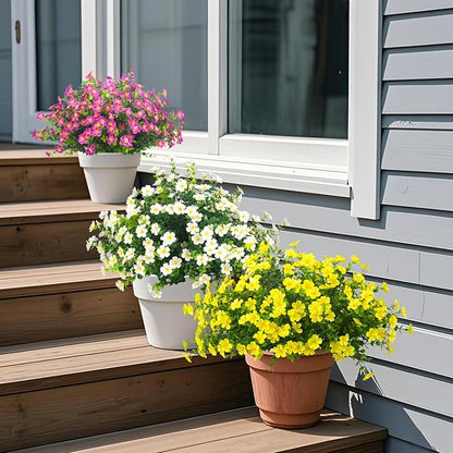 Outdoor Artificial Flowers UV Resistant & Fade Proof, 12 Pack Realistic Fake Flowers for Garden, Patio, Lawn Decor - Weatherproof Plastic Plants(Yellow)