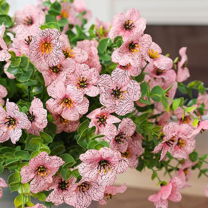 mizii Artificial Flowers for Outdoors 20 Bundles Realistic Faux Silk Flower UV Resistant Fake Plants Outside Decorations for Patio Garden Balcony Yard Porch Summer Indoor Home Decor (Light Pink)