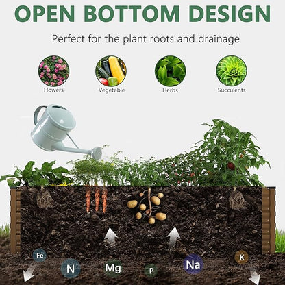 FOOWIN 4pcs 6x3x2ft Galvanized Raised Garden Bed, Planter Raised Garden Boxes Outdoor, Large Metal Raised Beds for Gardening, Garden Bed for Vegetables, Flowers, Herb,269 Gallon Capacity, Brown