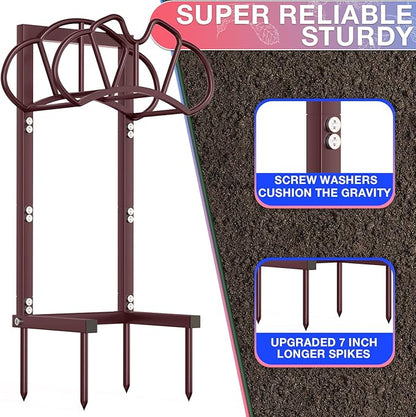 New Garden Hose Holder, Super Stable Water Hose Holders Stand Holds 160-Feet Hose, Detachable Freestanding Hose Storage Hanger Rack for Outside Yard Lawn Farm, Bronze