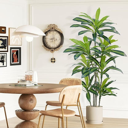 6Ft Dracaena Plant Artificial Tree Fake Tropical Floor Plants Potted (Real Touch) Artificial Silk Tree Leaf Faux Trees Black Tall Planter for Home Office Living Room Indoor Outdoor Decor（1Pack）
