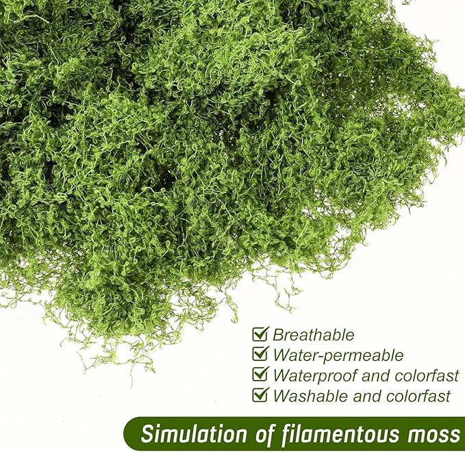 Fake Moss for Potted Plants, Artificial Green Moss Decor for DIY Table Centerpieces, Gardening, Floral Wedding Decoration, Preserved Moss for Crafts (Green-5.3oz)