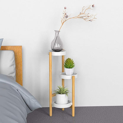 Bamboo Plant Stands for Indoor Plants, Tall Plant Stands for Corner Plant Shelf Multiple Flower Holder for Indoor Outdoor Garden Patio Balcony Living Room (3-tier)