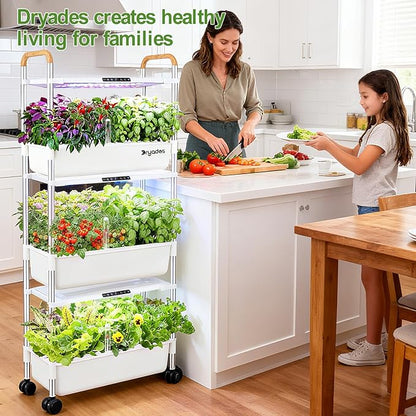 Indoor Hydroponic Growing System with 81 Pods Herbs Garden Kit with 30W Led Grow Light Large Movable 3-Layer Floor-Standing hydroponic Gardening System for Vegetable Fruit