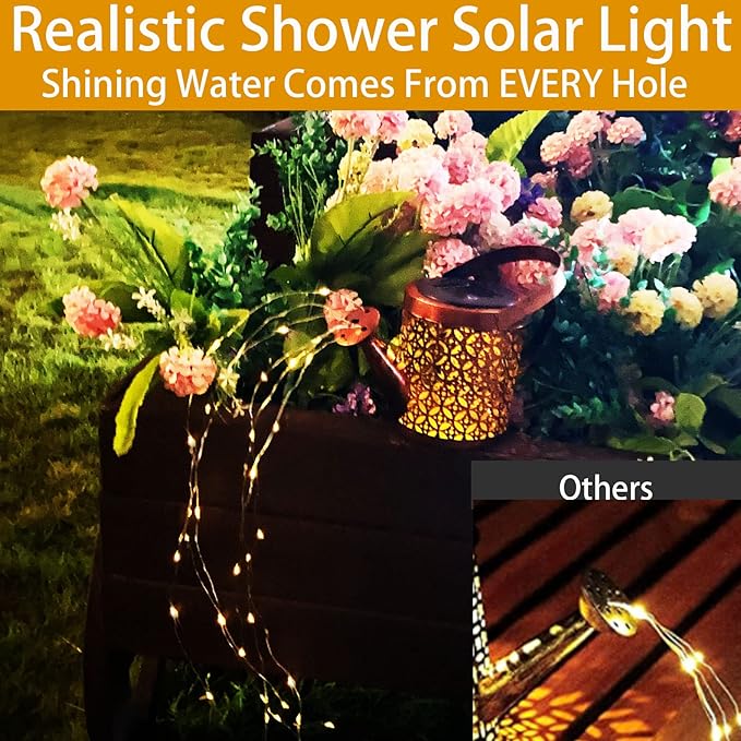 Christmas Birthday Gifts for Mom Grandma Women,Solar Lanterns Outdoor Waterproof,Metal Watering Can Garden Decor,Hanging Solar Path Lights Yard Art,Outside Gardening Patio Decorations,with Hook,Large