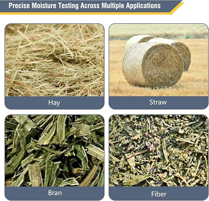 Hay Moisture Tester, Portable Hay Moisture Meter, Straw, Forage Grass, Suitable for a variety of grains such as wheat, corn, coffee, etc., suitable for Farmers, Food Processors & Traders-GISNPA