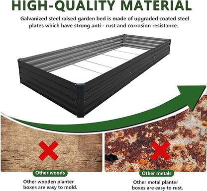 12×4×1FT(2PCS) Galvanized Raised Garden Bed Kit,Metal Planter Boxes,Large Outdoor Planters Garden for Planting Vegetables,Flowers,Herbs -Black